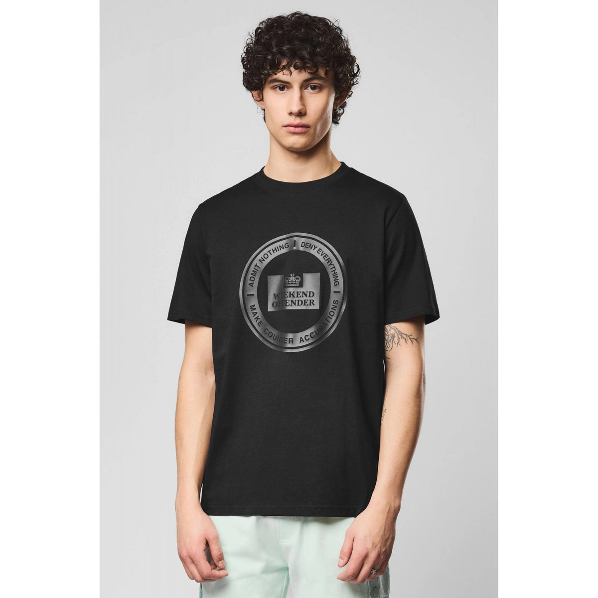Weekend Offender PT1B28 Deny Classic Seal-Style Prison Logo Graphic T-Shirt - Black