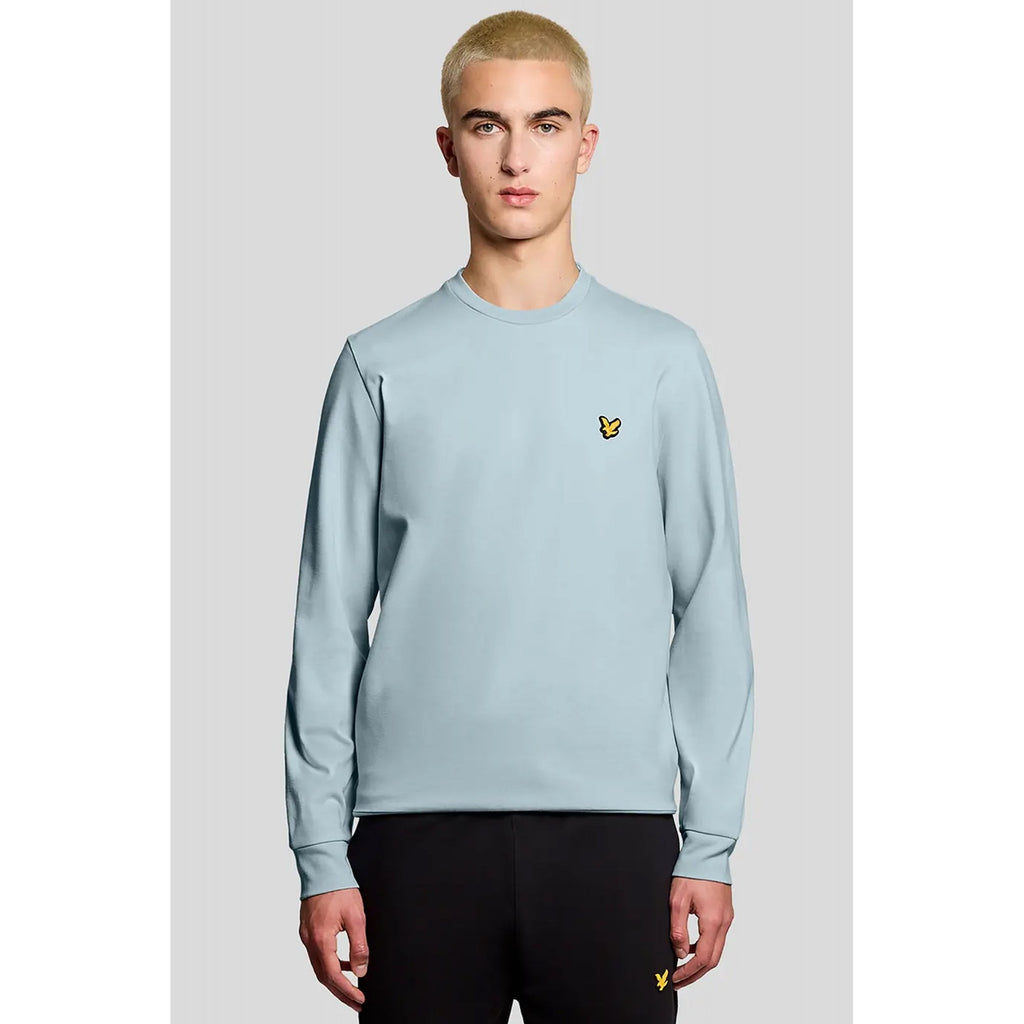 Lyle & Scott | ML2487SP Rubberised Logo Crew Neck Fleece Top - Sky Blue Lagoon