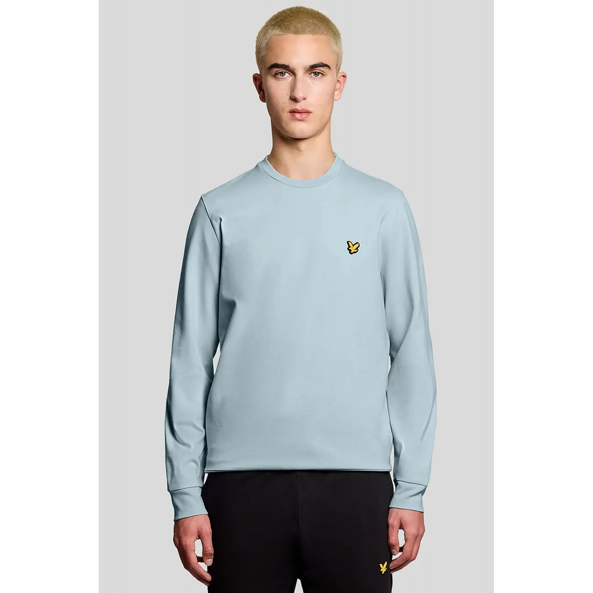 Lyle & Scott | ML2487SP Rubberised Logo Crew Neck Fleece Top - Sky Blue Lagoon