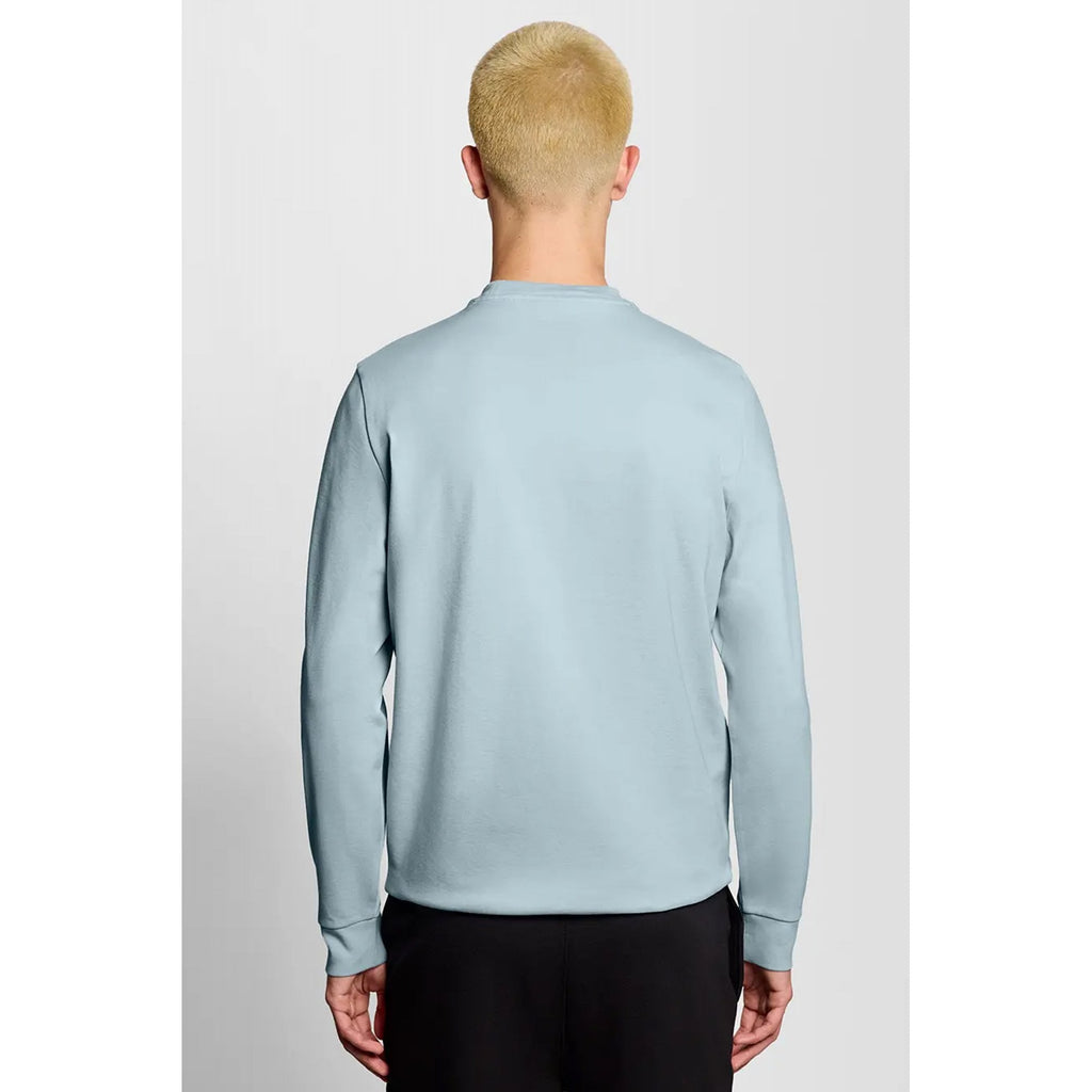 Lyle & Scott | ML2487SP Rubberised Logo Crew Neck Fleece Top - Sky Blue Lagoon