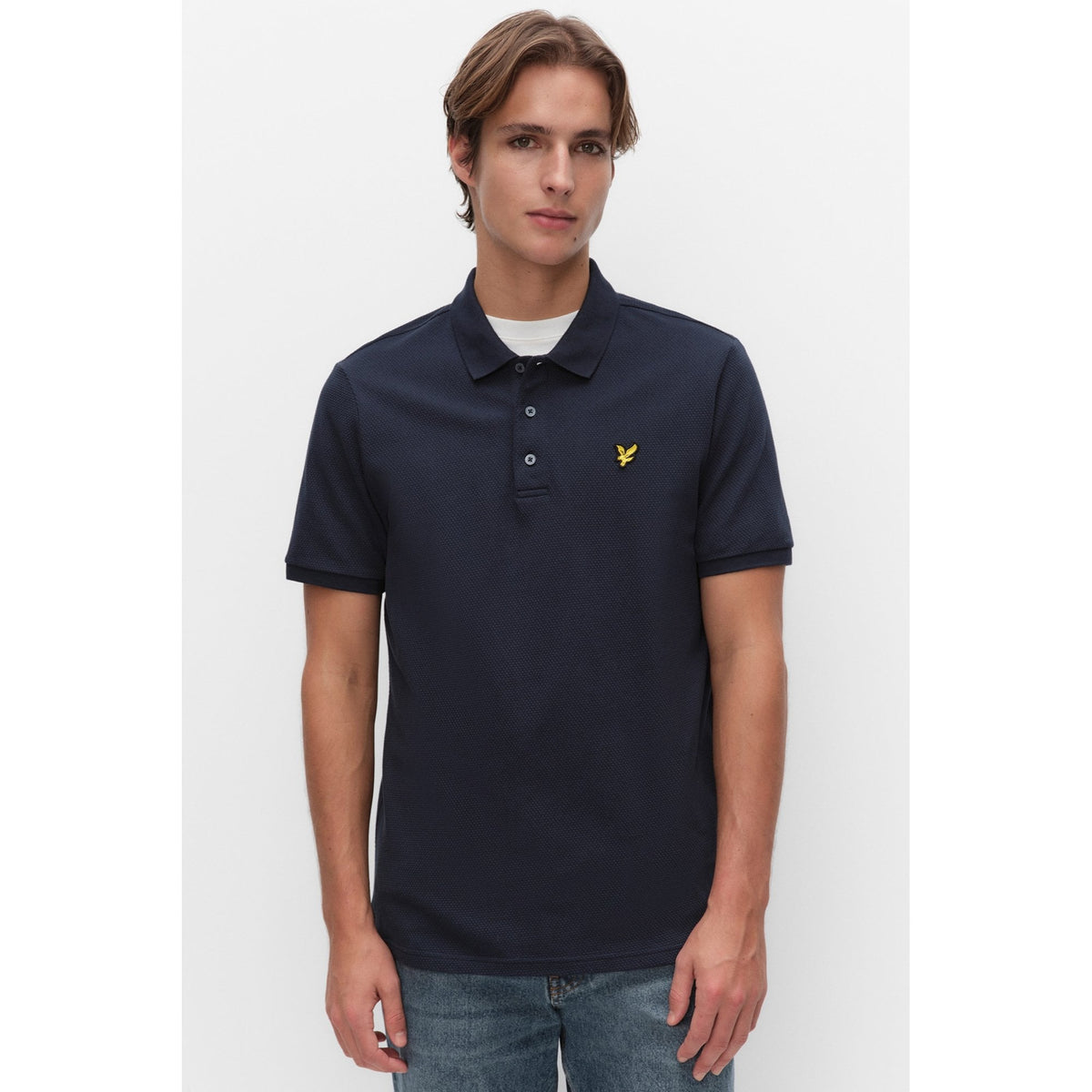 Lyle & Scott | SP2400V Jacquard Popcorn Texture Relaxed Fit Polo T-Shirt