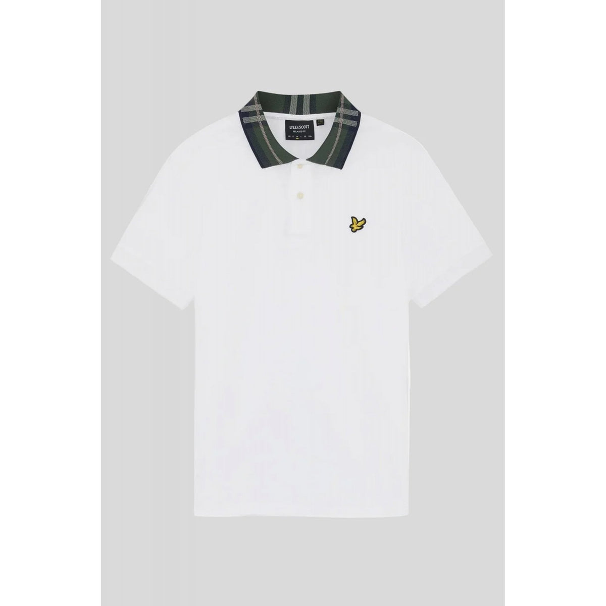 Lyle & Scott SP2403V Tartan Contrast Check Collar Pique Polo T-Shirt - White