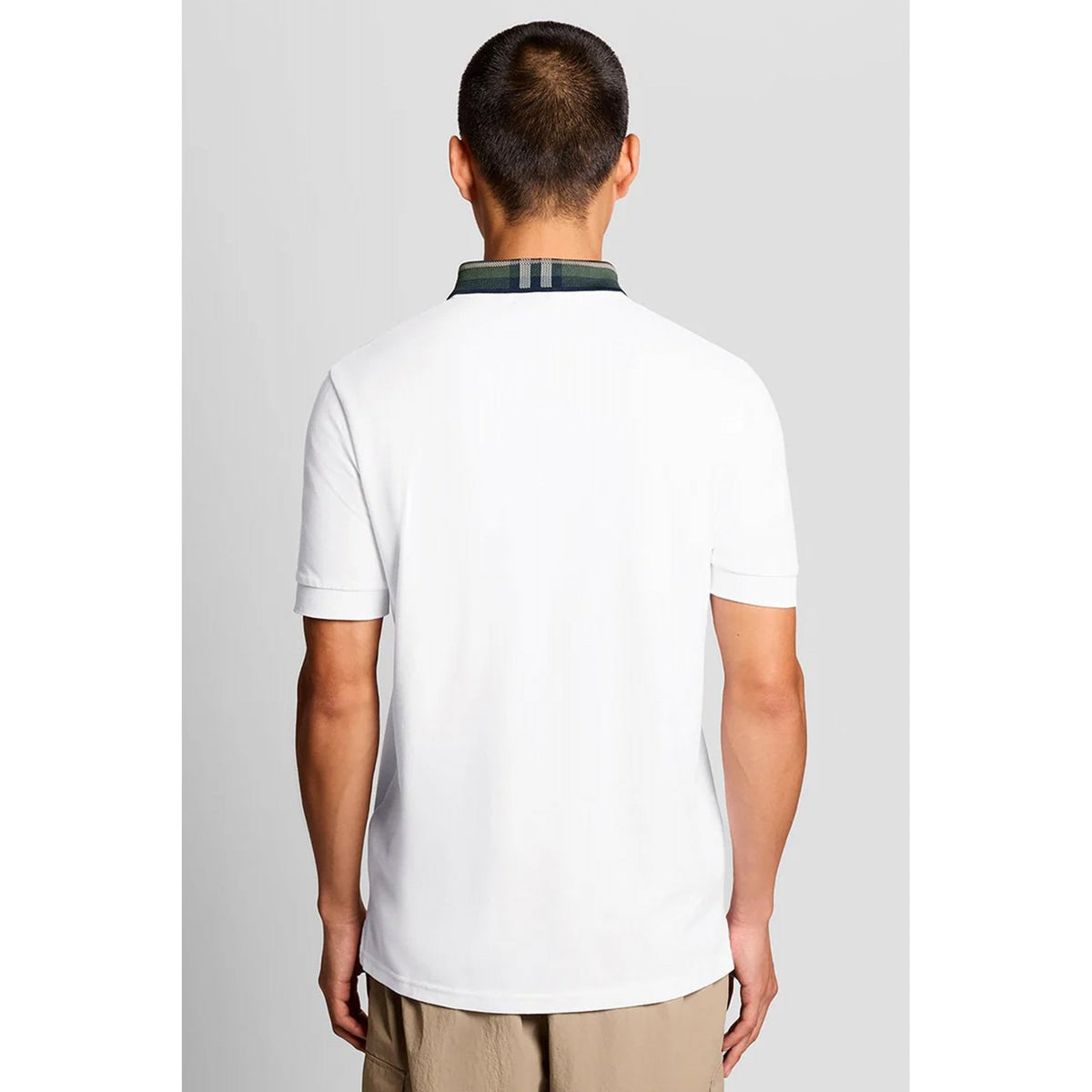 Lyle & Scott SP2403V Tartan Contrast Check Collar Pique Polo T-Shirt - White