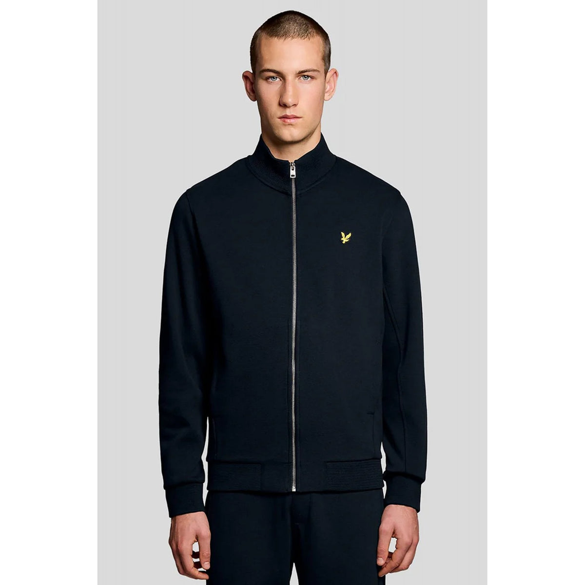 Lyle & Scott | ML2416V Smooth Textured Pique Full Zip Funnel Neck Track Top - Navy