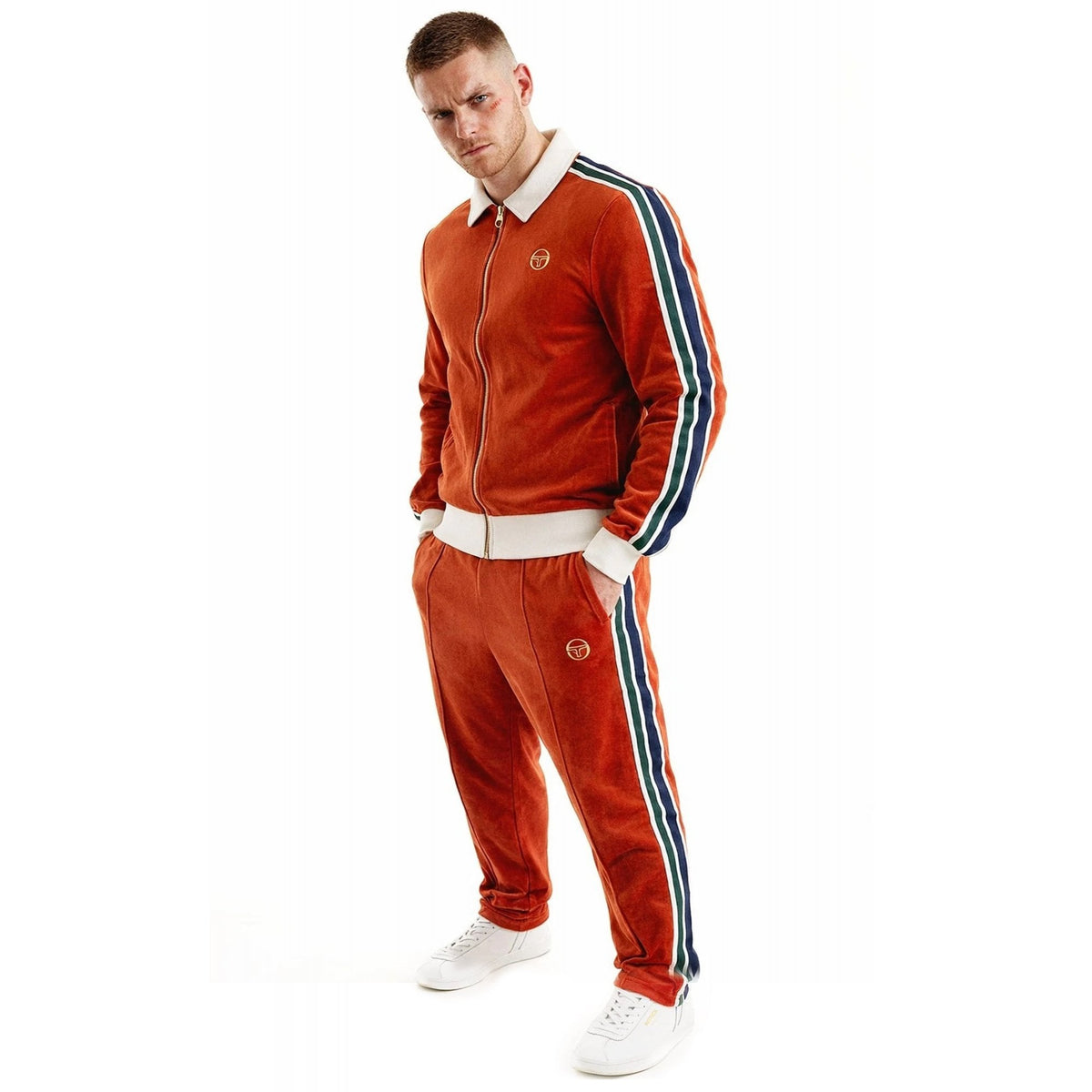 Sergio Tacchini | 2299 Monte Vintage Velour Contrast Tape Tracksuit Set - Rooibos Tea