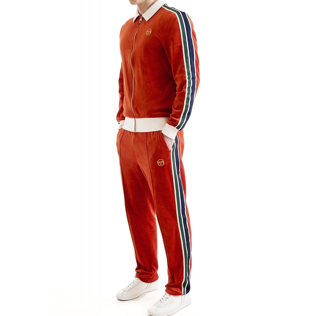 Sergio Tacchini | 2299 Monte Vintage Velour Contrast Tape Tracksuit Set - Rooibos Tea