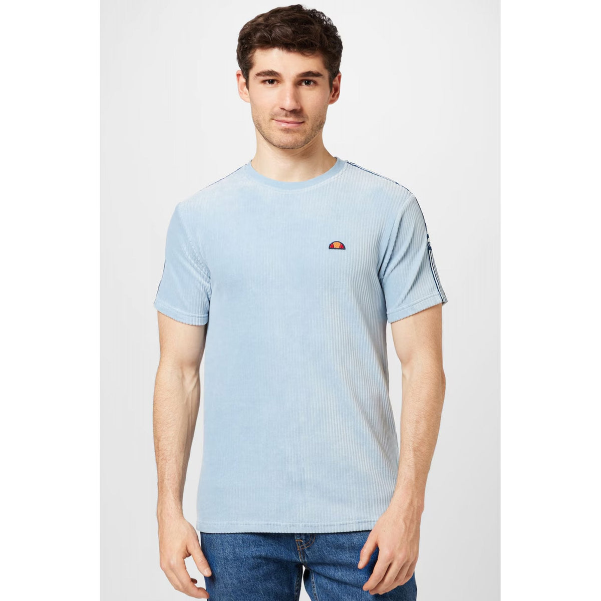 Ellesse Madori 8179 Ribbed Velour Corduroy-Style Tape Half-Sleeve T-Shirt
