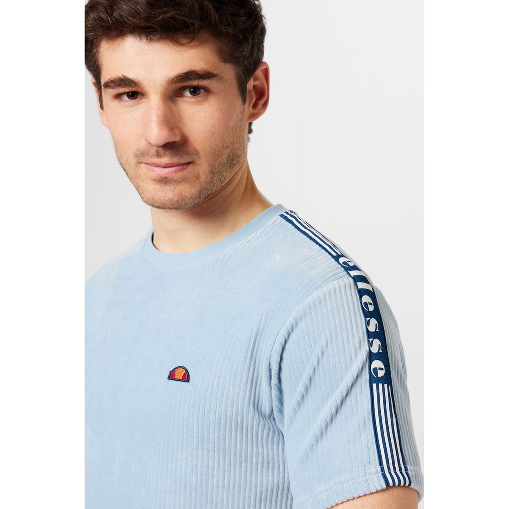 Ellesse Madori 8179 Ribbed Velour Corduroy-Style Tape Half-Sleeve T-Shirt