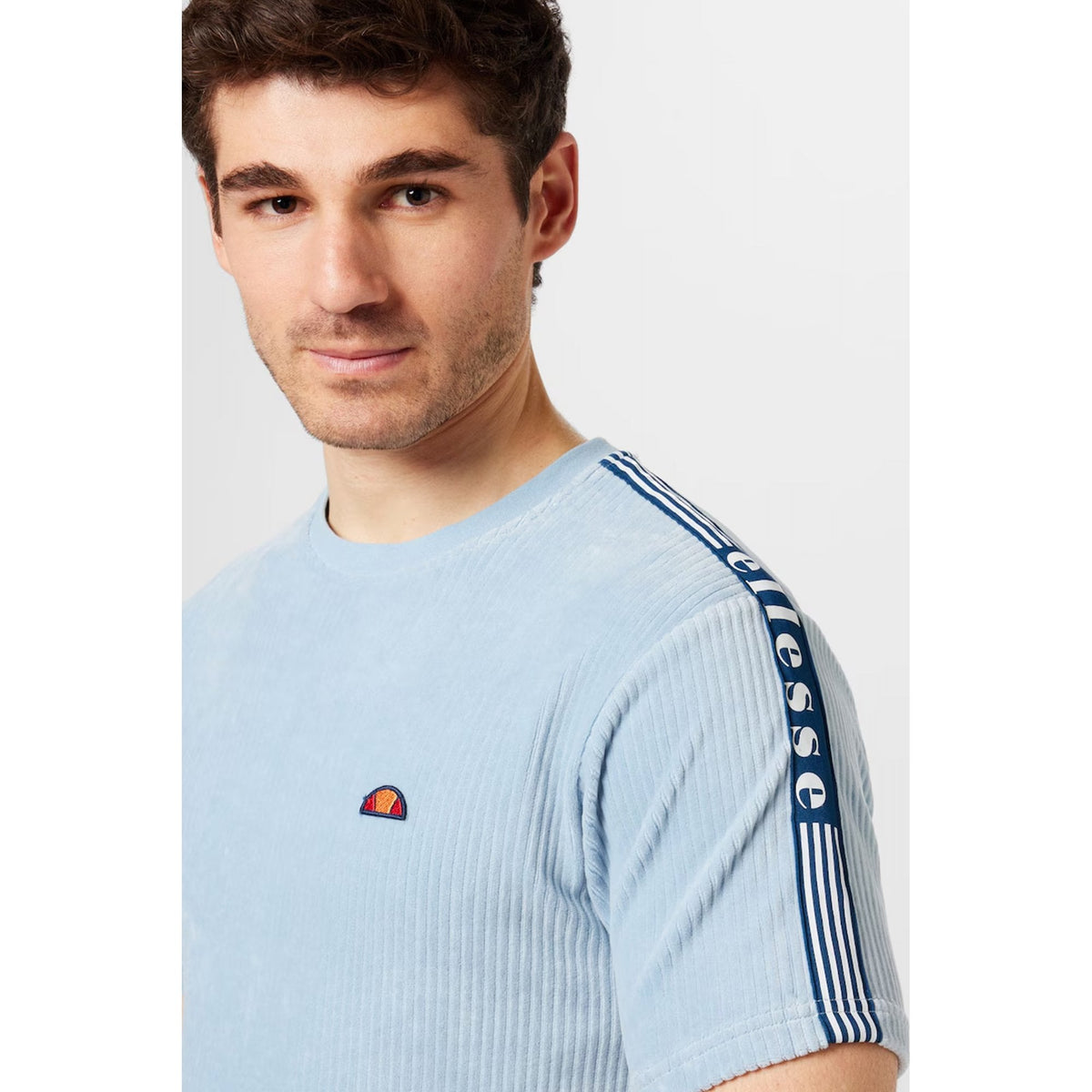 Ellesse Madori 8179 Ribbed Velour Corduroy-Style Tape Half-Sleeve T-Shirt