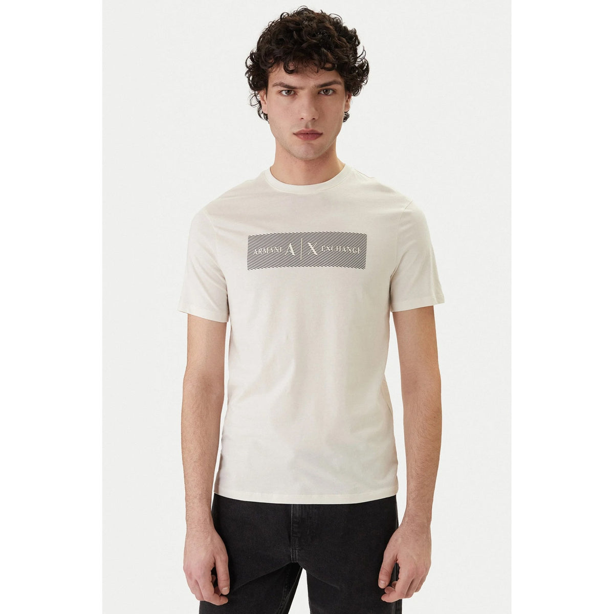 Armani Exchange | AX XM002472 AF10356 Minimalist Stripe Logo Design Half Sleeve T-Shirt