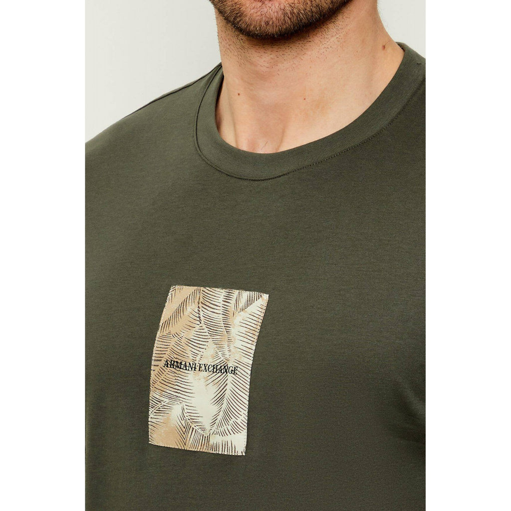 Armani Exchange | AX XM002501 AF10356 Leafy Centre Print Design Half Sleeve T-Shirt - Khaki