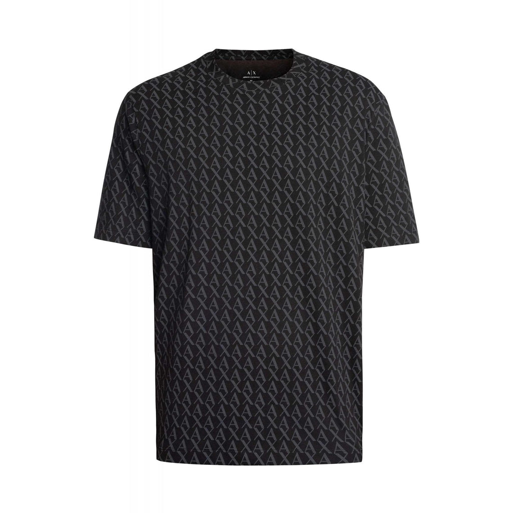 Armani Exchange | AX XM001228 AF103569 All-Over Logo Print Design Half Sleeve T-Shirt - Black