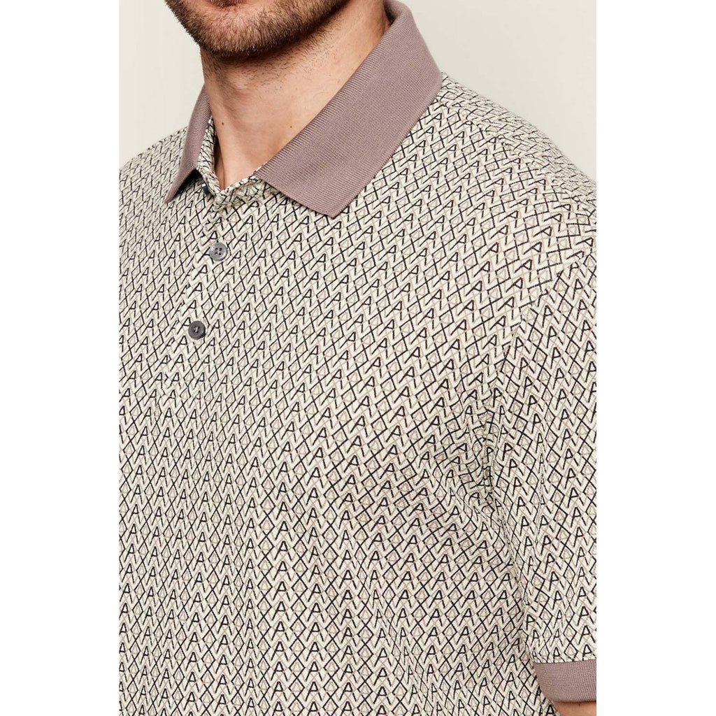 Armani Exchange | AX XM002015 AF10366 Repeat All-Over Logo Design Polo T-Shirt - Grey/Beige