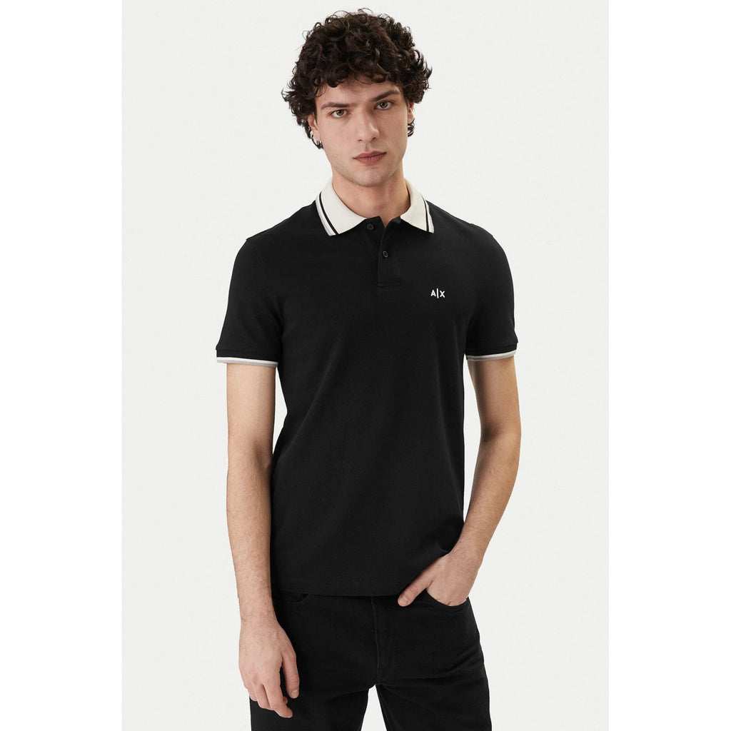 Armani Exchange | AX XM002350 AF10366 A|X Logo Tipped Pique Cotton Polo T-Shirt