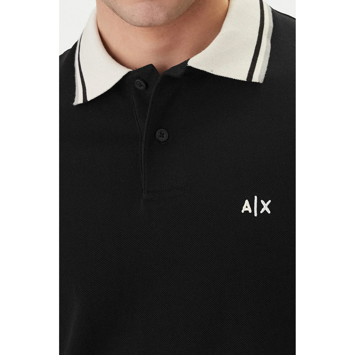 Armani Exchange | AX XM002350 AF10366 A|X Logo Tipped Pique Cotton Polo T-Shirt