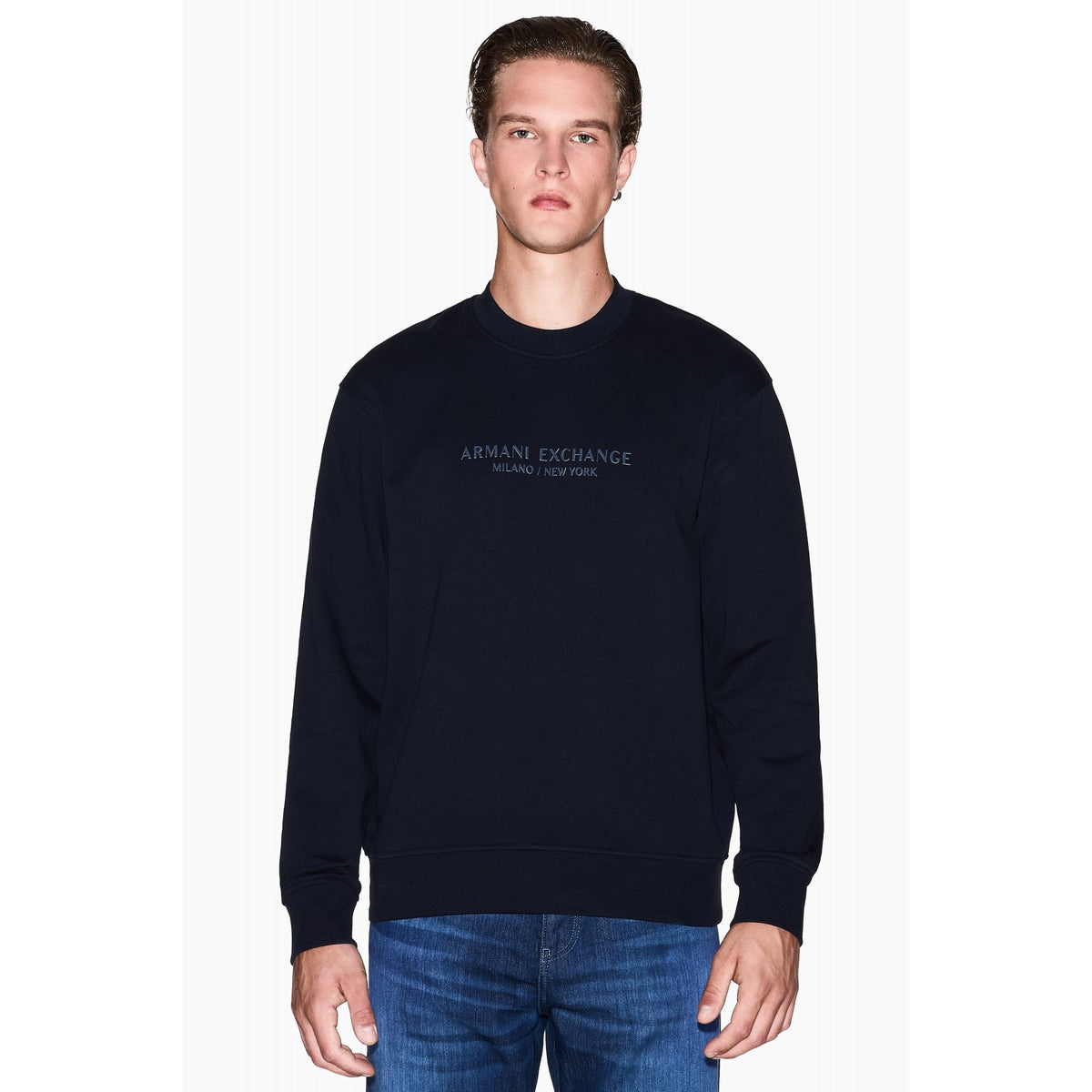 Armani Exchange | AX XM001284 AF20934 Injection Mould Logo Design Sweat Top - Dark Navy