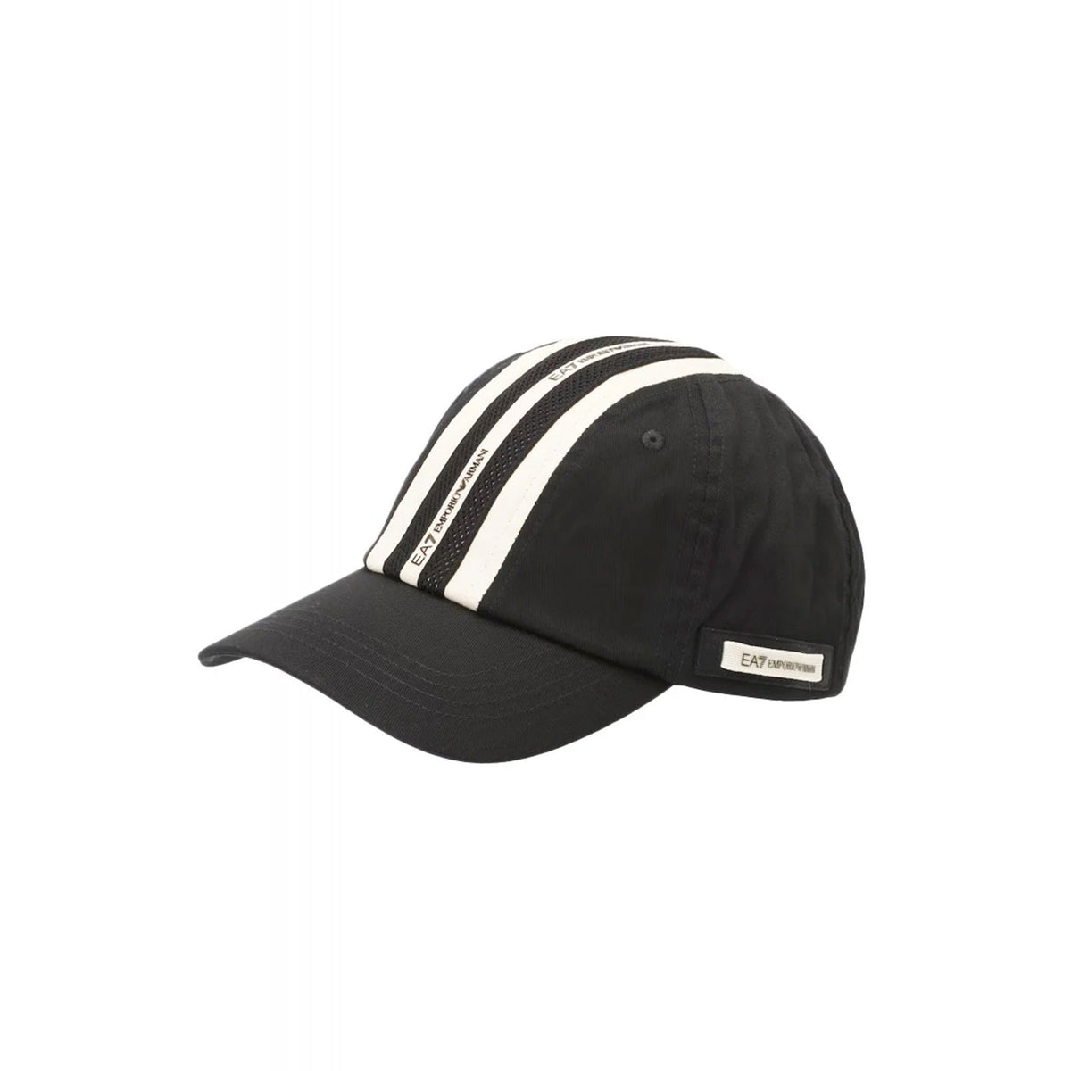 EA7 | Emporio Armani 7X000587 AF15502 Contrast 3 Stripe Logo Baseball Cap - Black