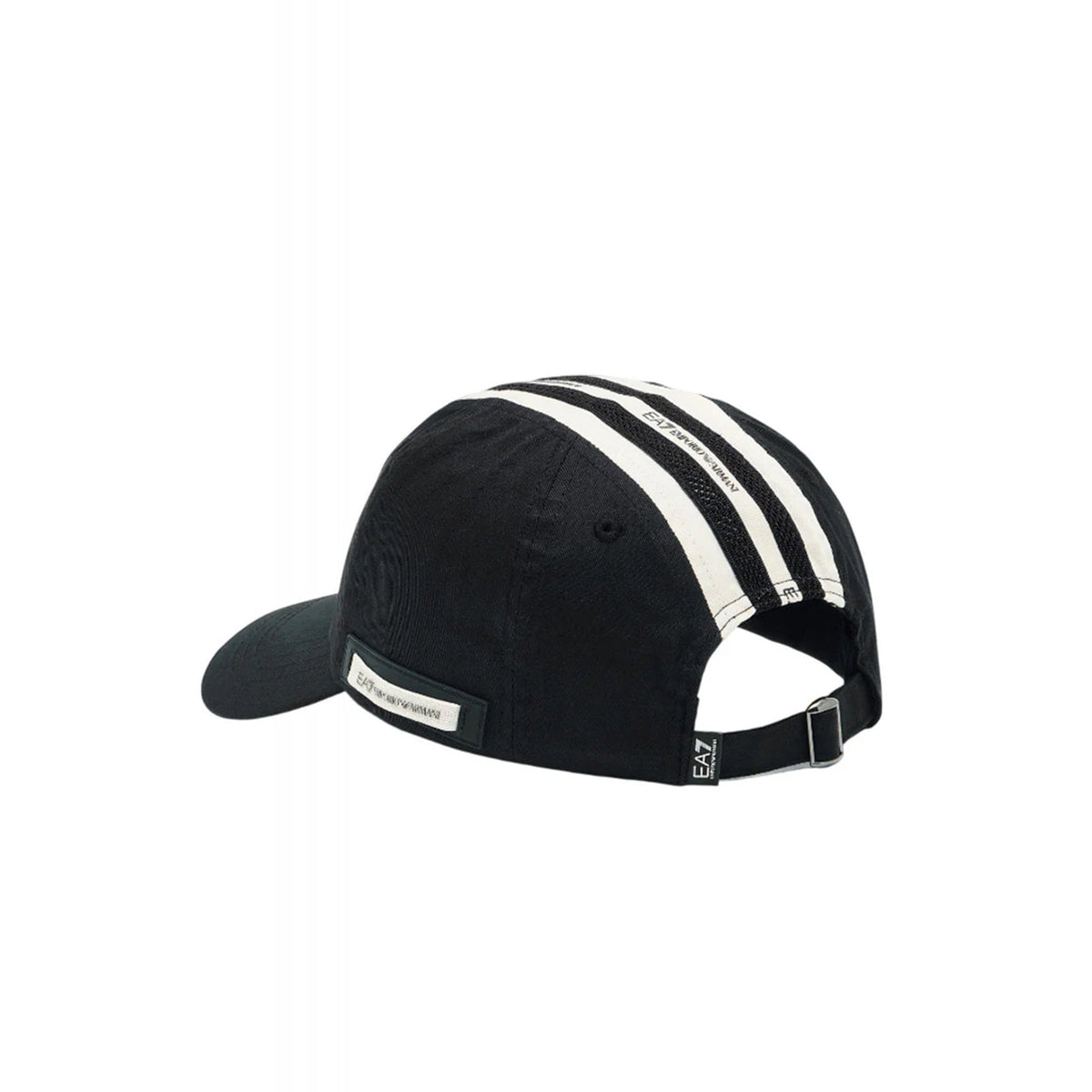 EA7 | Emporio Armani 7X000587 AF15502 Contrast 3 Stripe Logo Baseball Cap - Black