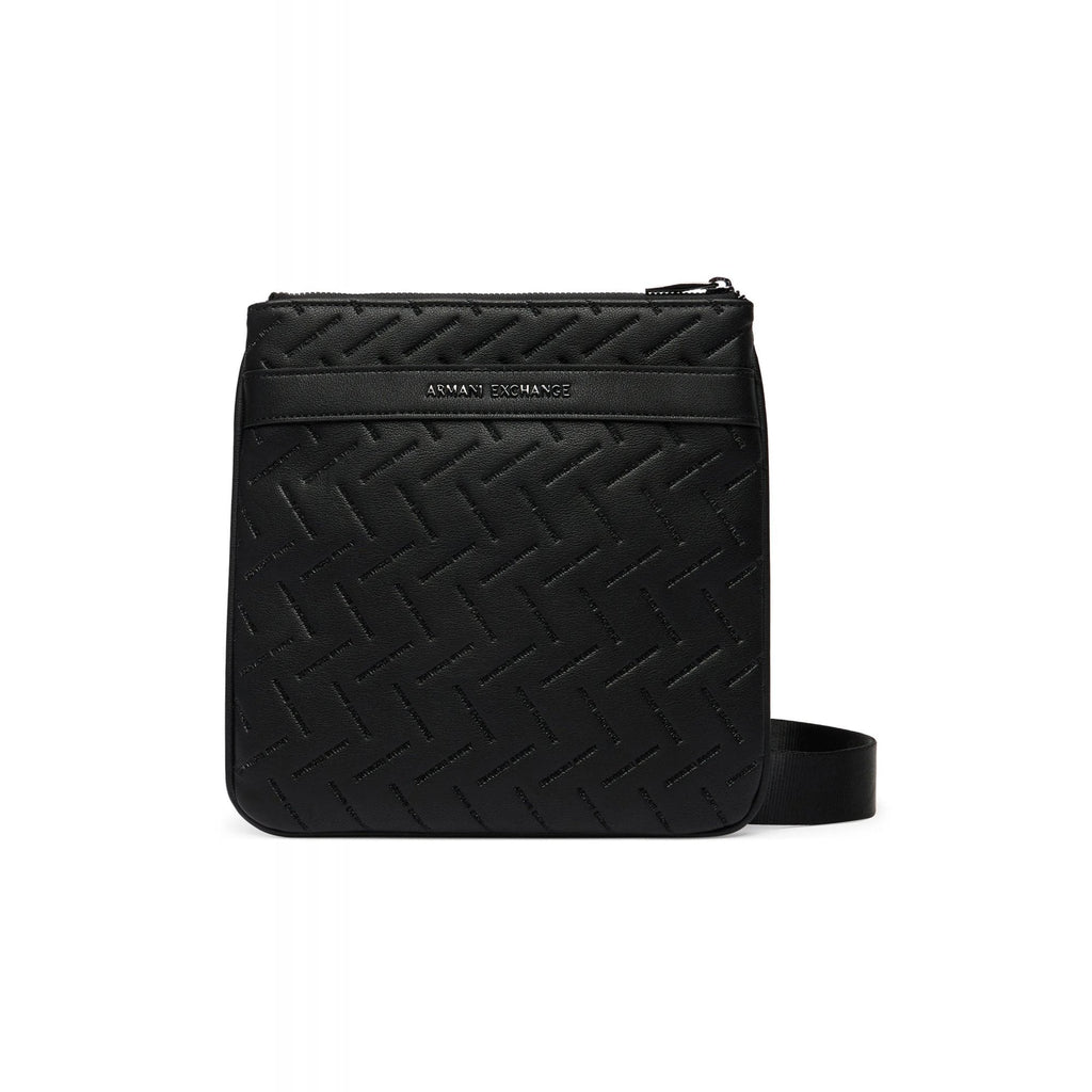 Armani Exchange | AX XM002597 AF22652 Embossed Flat Repeat Logo Leather Cross Body Messenger Bag - Black