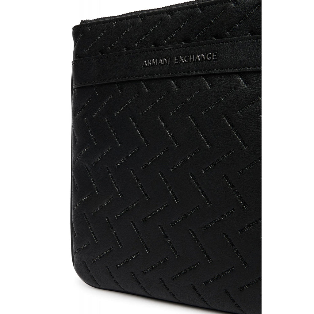 Armani Exchange | AX XM002597 AF22652 Embossed Flat Repeat Logo Leather Cross Body Messenger Bag - Black