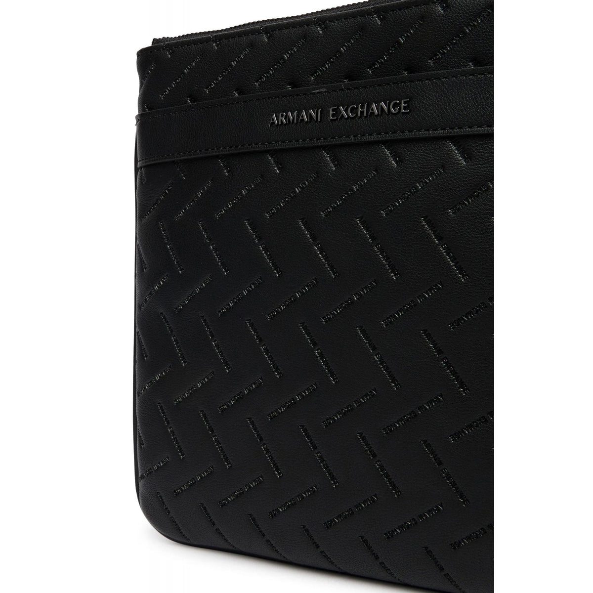 Armani Exchange | AX XM002597 AF22652 Embossed Flat Repeat Logo Leather Cross Body Messenger Bag - Black