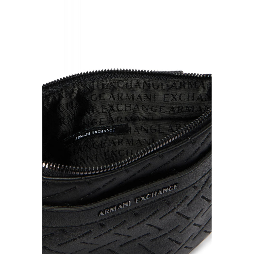 Armani Exchange | AX XM002597 AF22652 Embossed Flat Repeat Logo Leather Cross Body Messenger Bag - Black