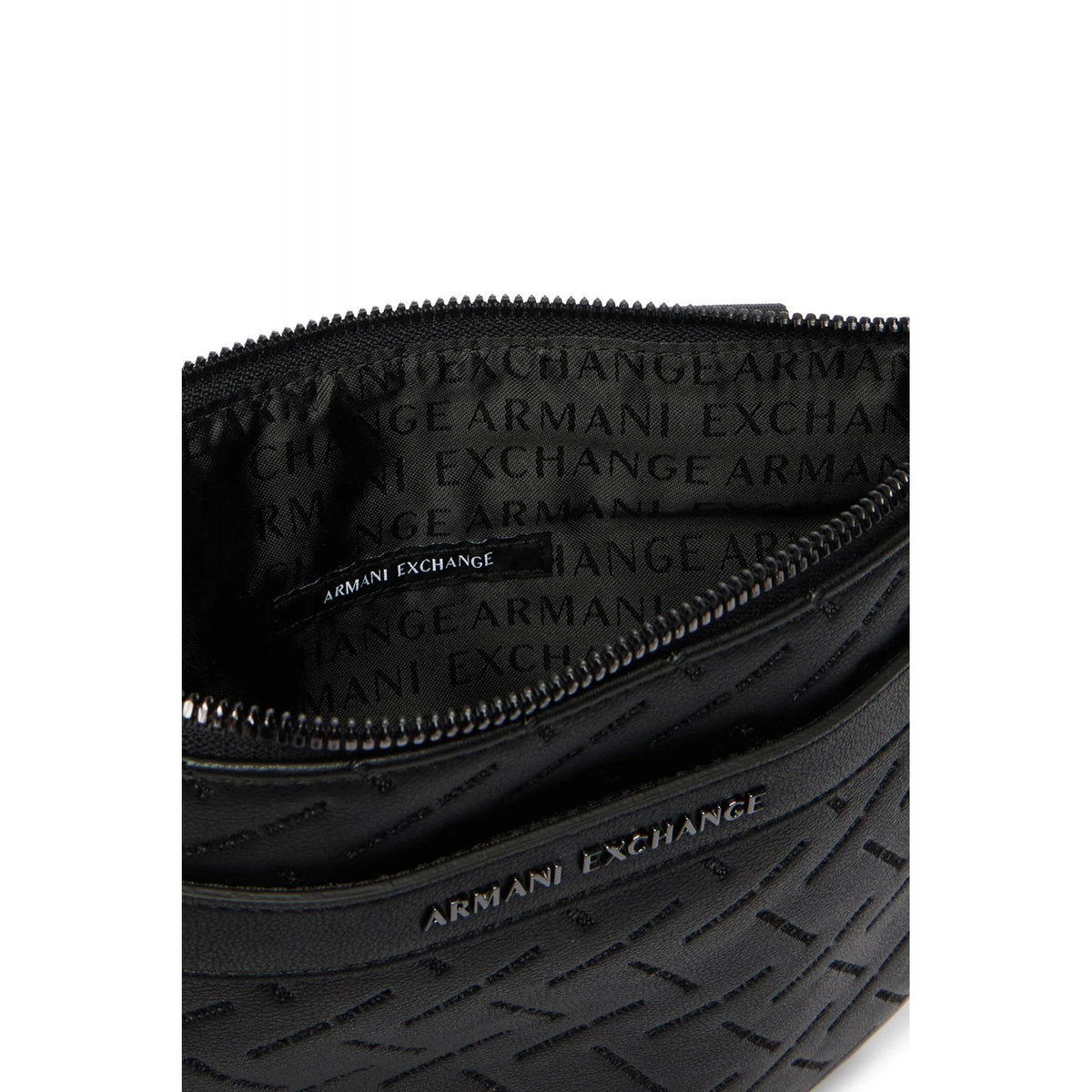 Armani Exchange | AX XM002597 AF22652 Embossed Flat Repeat Logo Leather Cross Body Messenger Bag - Black
