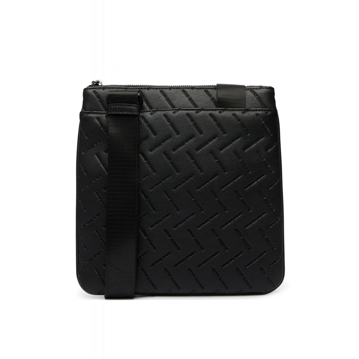 Armani Exchange | AX XM002597 AF22652 Embossed Flat Repeat Logo Leather Cross Body Messenger Bag - Black