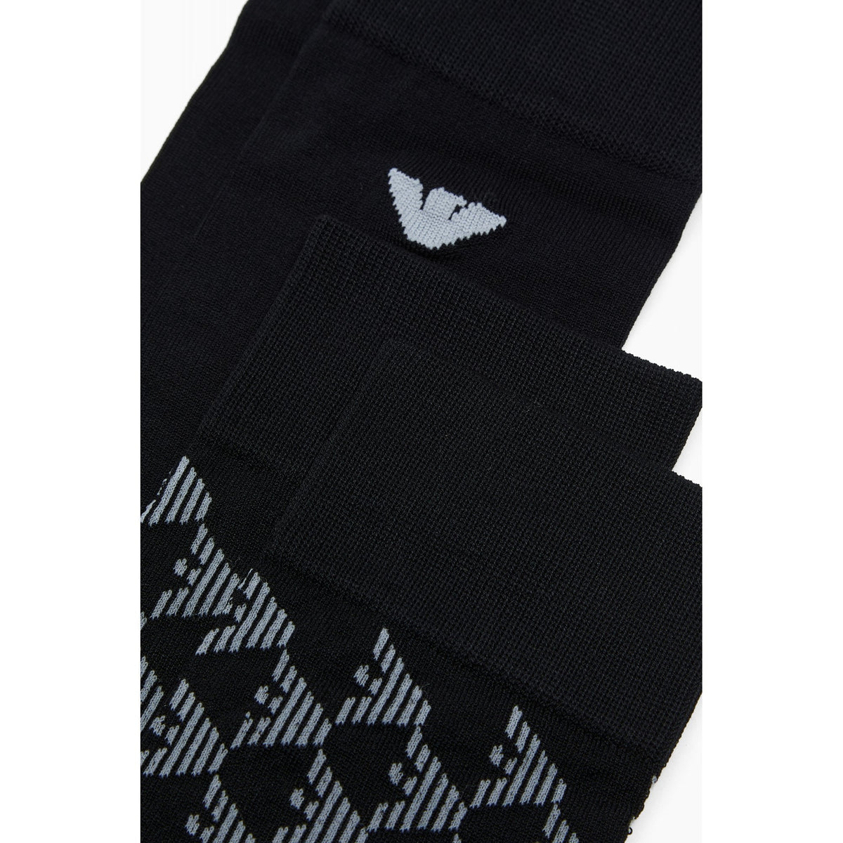 Emporio Armani AF20087 0543 Black Eagle Logo Calza Essential 2 Pack Socks - Black