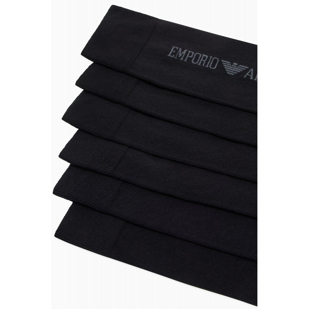 Emporio Armani AF20083 0554 Jacquard Logo Print Calza Essential 3 Pack Socks - Black