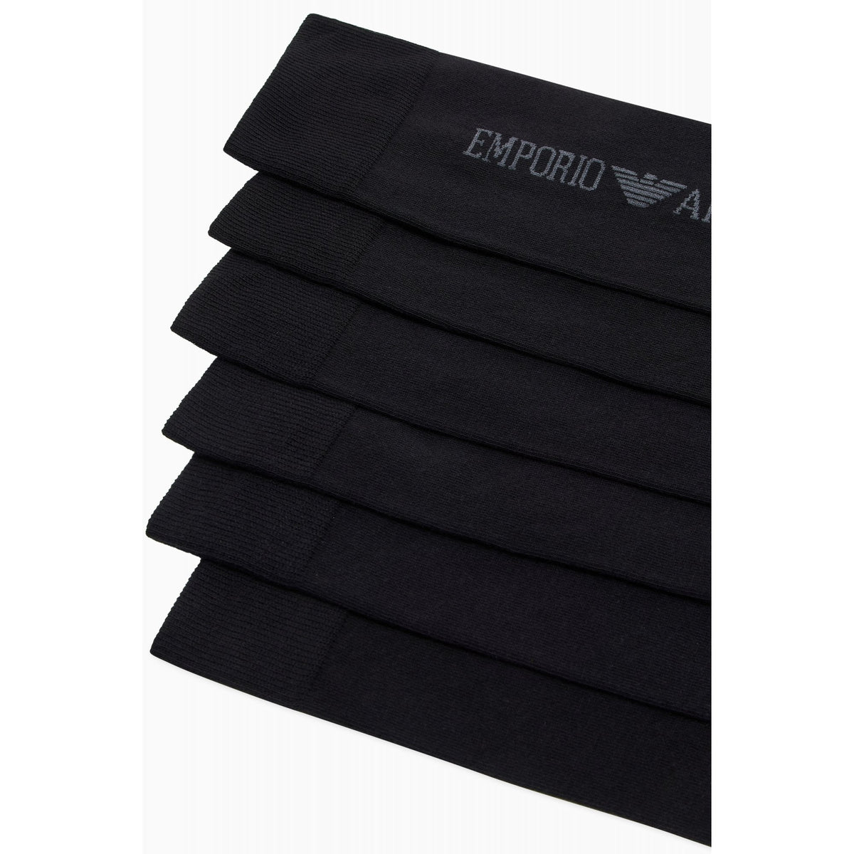 Emporio Armani AF20083 0554 Jacquard Logo Print Calza Essential 3 Pack Socks - Black