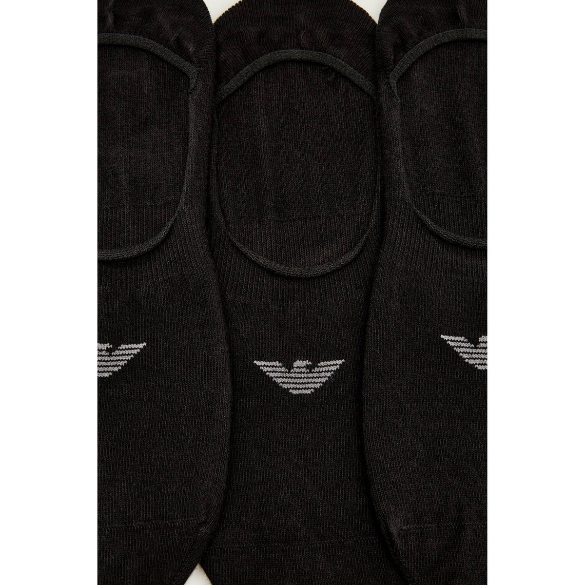 Emporio Armani AF14446 0548 Calza Invisible 3 Pack Logo Ankle Tripack Footie Socks - Black