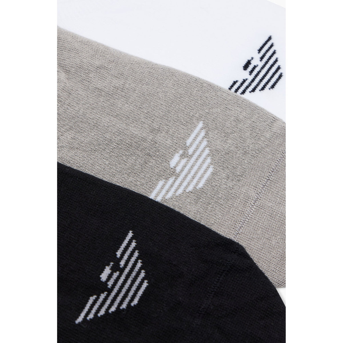 Emporio Armani AF23600 0550 MC281 Jacquard Eagle Logo Calza Sneaker 3 Pack Ankle Socks