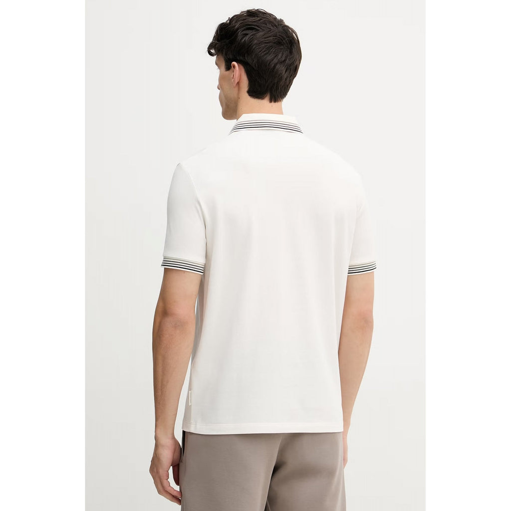 Armani Exchange | AX XM002326 AF13026 A|X Logo Stripe Tipped Pique Cotton Polo T-Shirt - Cream