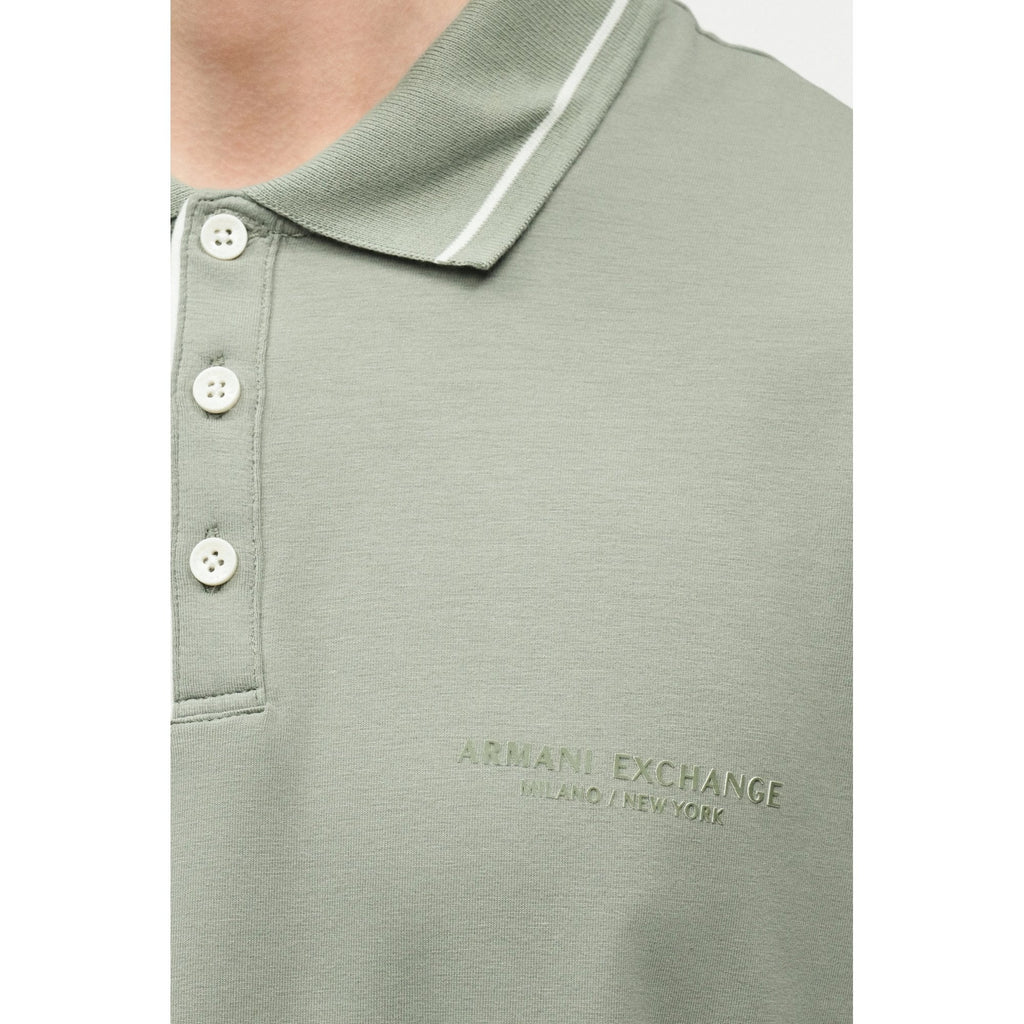 Armani Exchange | AX XM001557 AF10363 Injection Mould Logo Tipped Pique Polo T-Shirt - Hedge Green