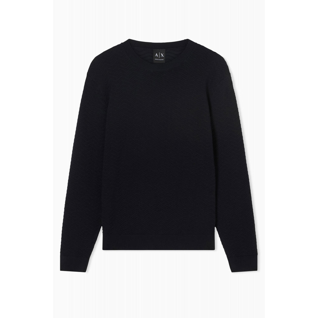 Armani Exchange | AX XM002435 AF10454 Technical Fabric Waves Pattern Design Jumper - Dark Navy