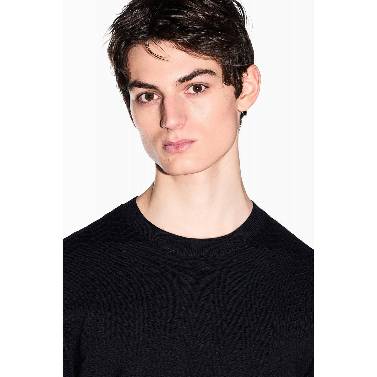 Armani Exchange | AX XM002435 AF10454 Technical Fabric Waves Pattern Design Jumper - Dark Navy