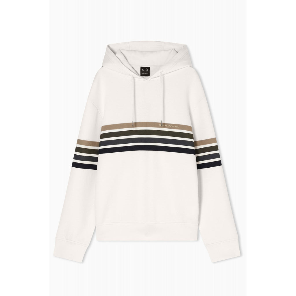 Armani Exchange | AX XM002053 AF10818 Technical Multi-Stripe Relaxed Fit Overhead Hood - Cream