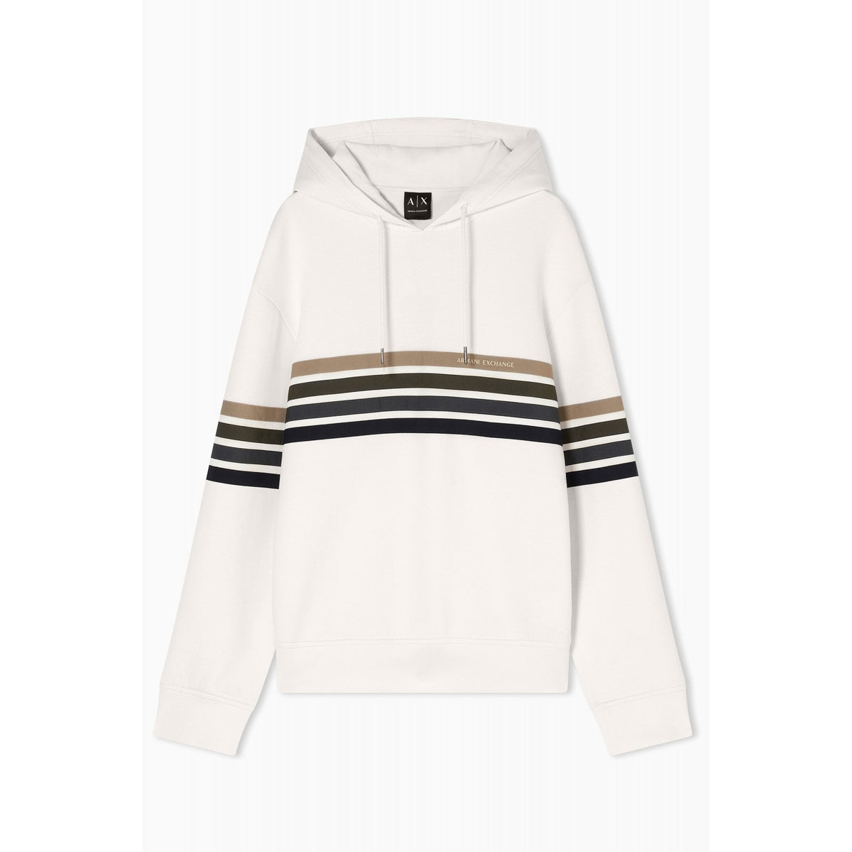 Armani Exchange | AX XM002053 AF10818 Technical Multi-Stripe Relaxed Fit Overhead Hood - Cream