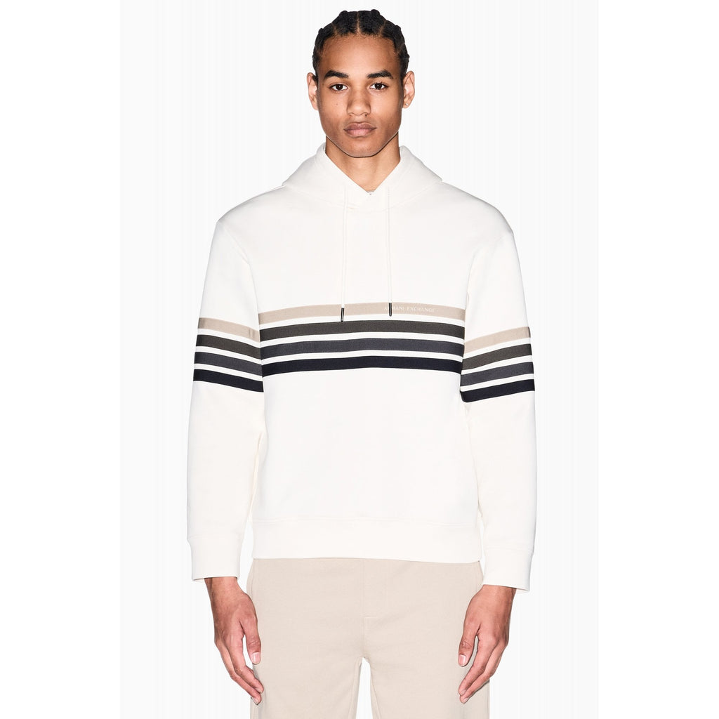 Armani Exchange | AX XM002053 AF10818 Technical Multi-Stripe Relaxed Fit Overhead Hood - Cream