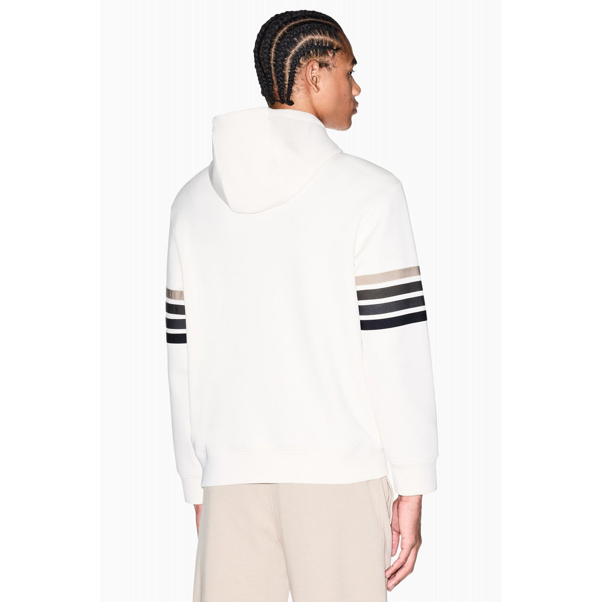 Armani Exchange | AX XM002053 AF10818 Technical Multi-Stripe Relaxed Fit Overhead Hood - Cream