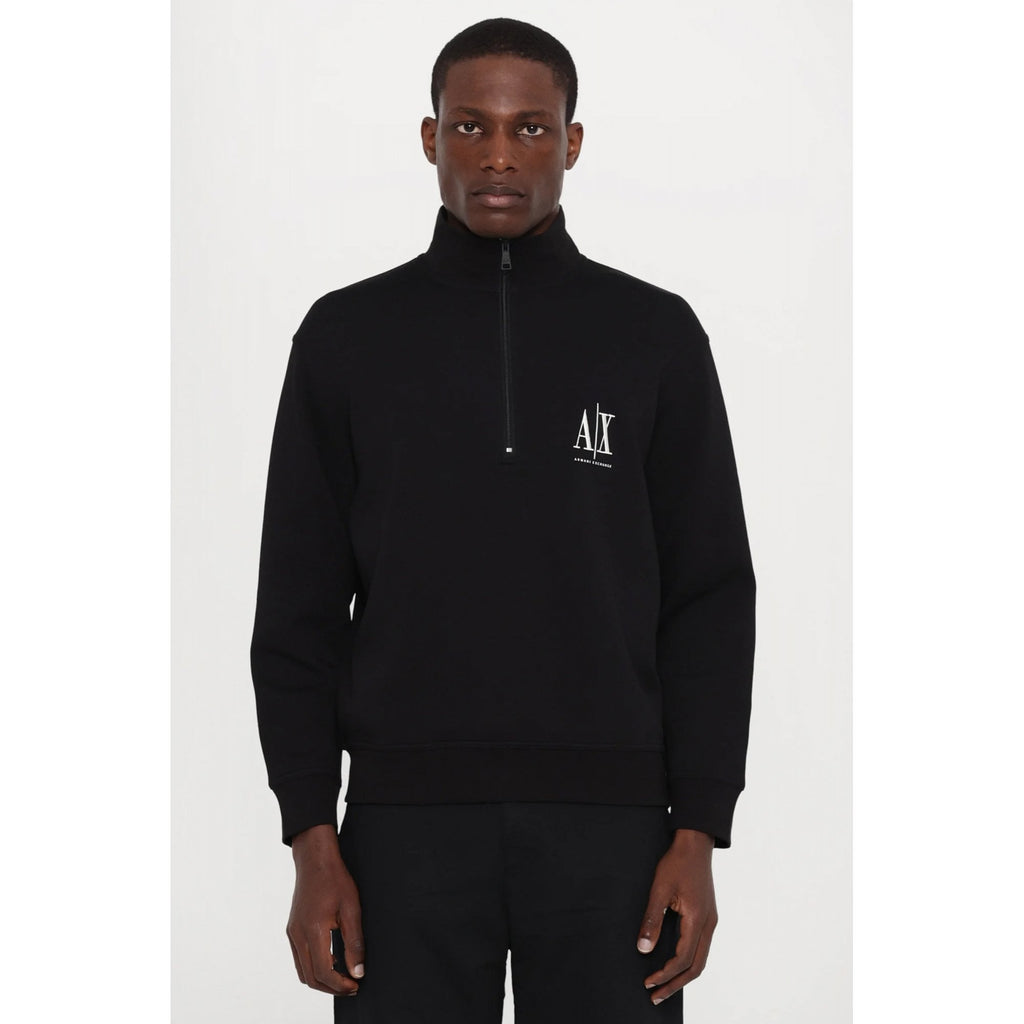 Armani Exchange | AX XM000370 AF10818 Half-Zip Funnel Neck A|X Logo Sweat Top - Dark Navy
