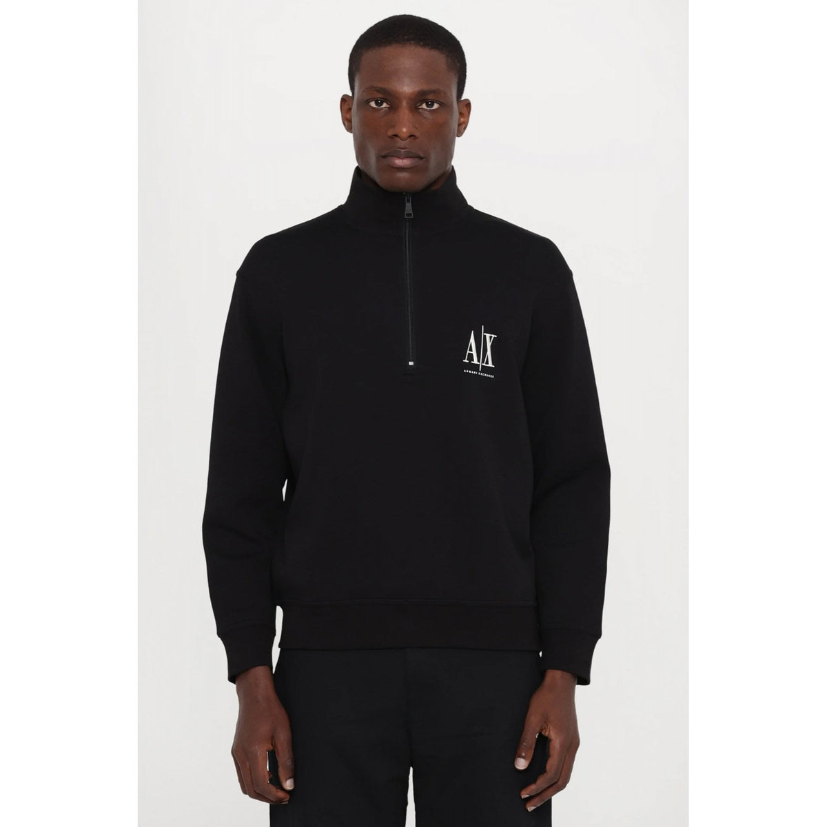 Armani Exchange | AX XM000370 AF10818 Half-Zip Funnel Neck A|X Logo Sweat Top - Dark Navy