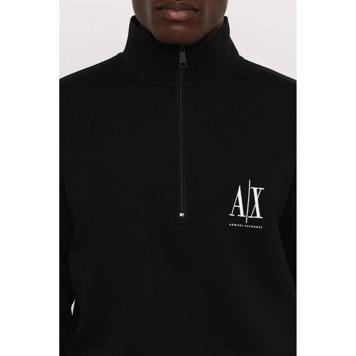Armani Exchange | AX XM000370 AF10818 Half-Zip Funnel Neck A|X Logo Sweat Top - Dark Navy