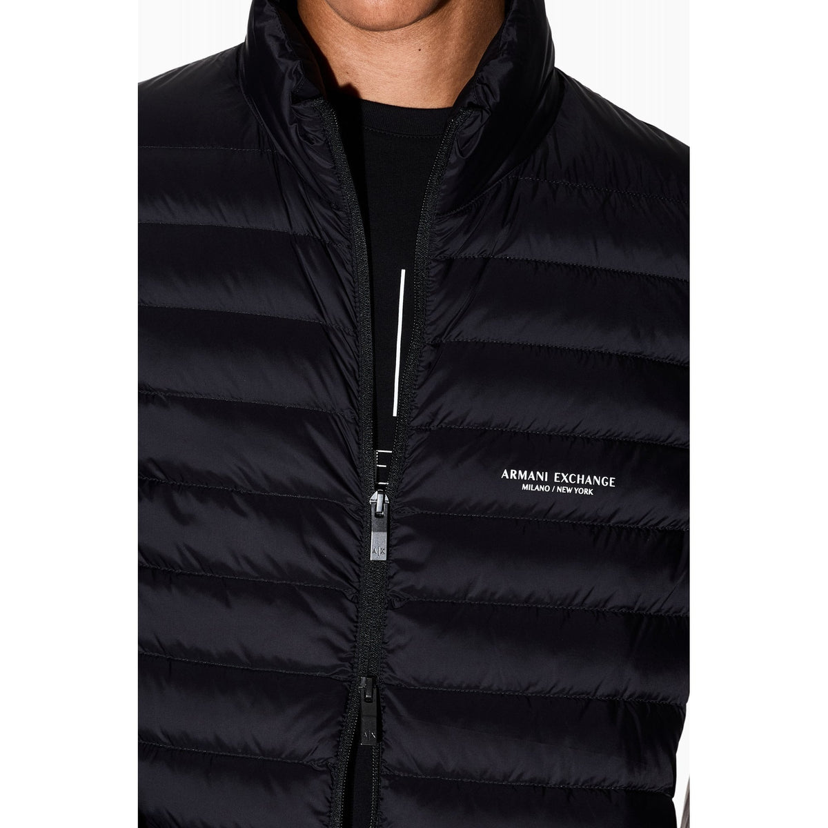 Armani Exchange | AX XM001576 AF16927 Piumino High Collar Quilted Padded Down Gilet - Black