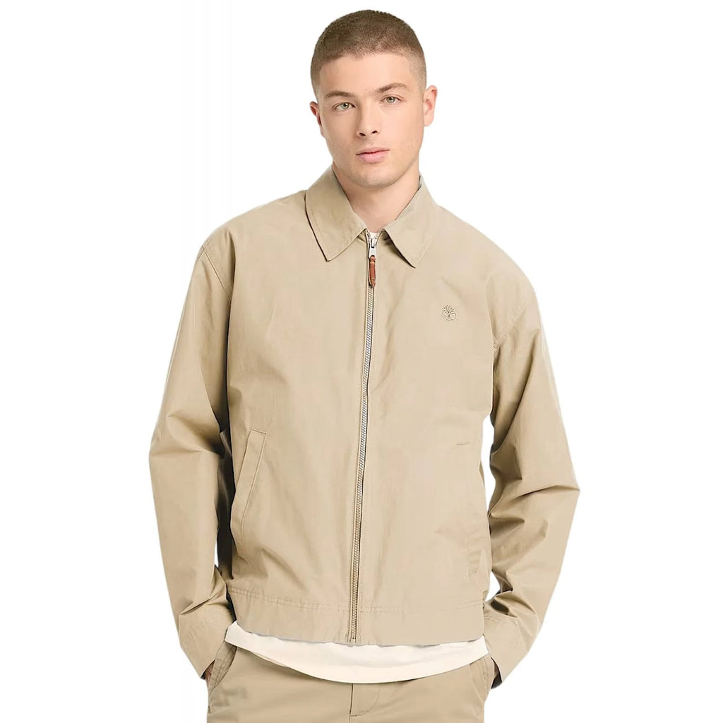 Timberland TB0A4495 DWR Bomber Shirt Collar Cotton Stratham Jacket - Beige