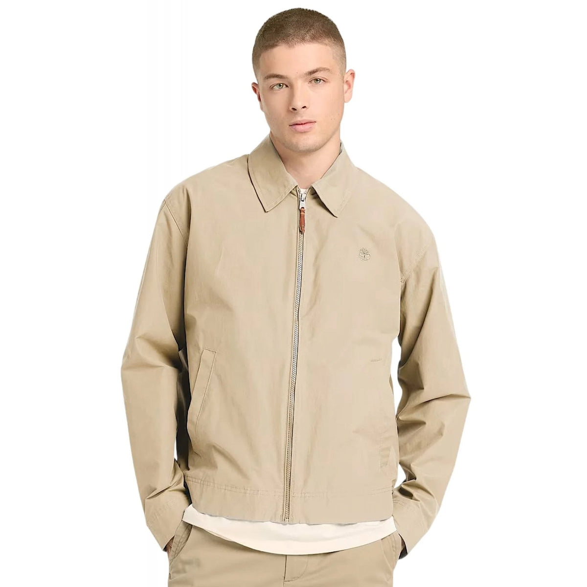 Timberland TB0A4495 DWR Bomber Shirt Collar Cotton Stratham Jacket - Beige