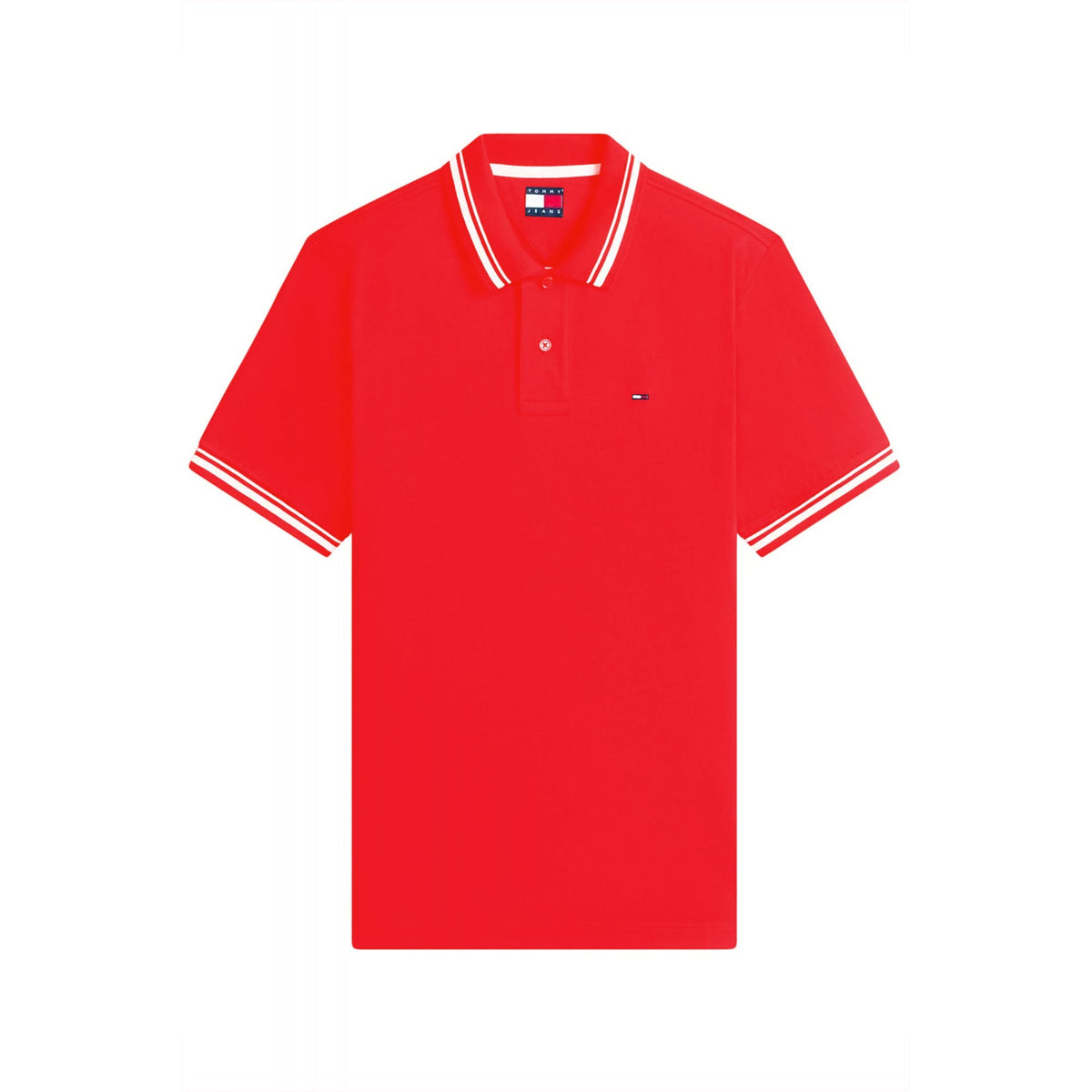 Tommy Jeans | DM20676 Small Flag Logo Contrast Tipped Cotton Piqué Polo T-Shirt