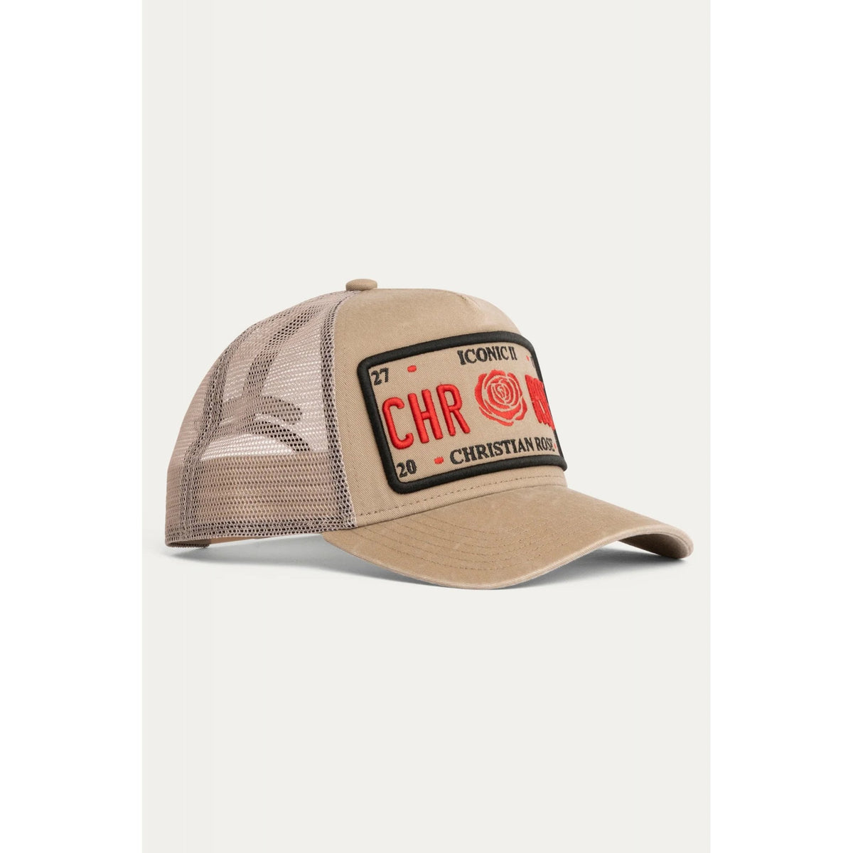 Christian Rose | CR053 Washed Iconic II Plate Trucker Mesh Baseball Cap