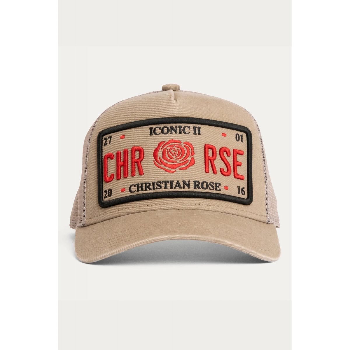Christian Rose | CR053 Washed Iconic II Plate Trucker Mesh Baseball Cap